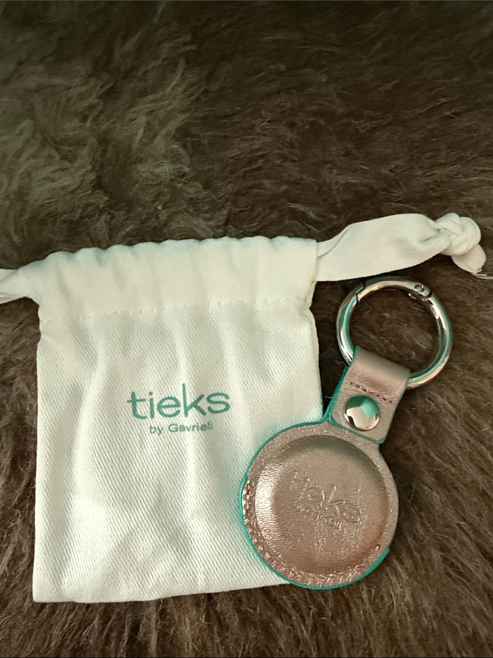 Tieks Metallic Air Tag Keychain with Turquoise Trim